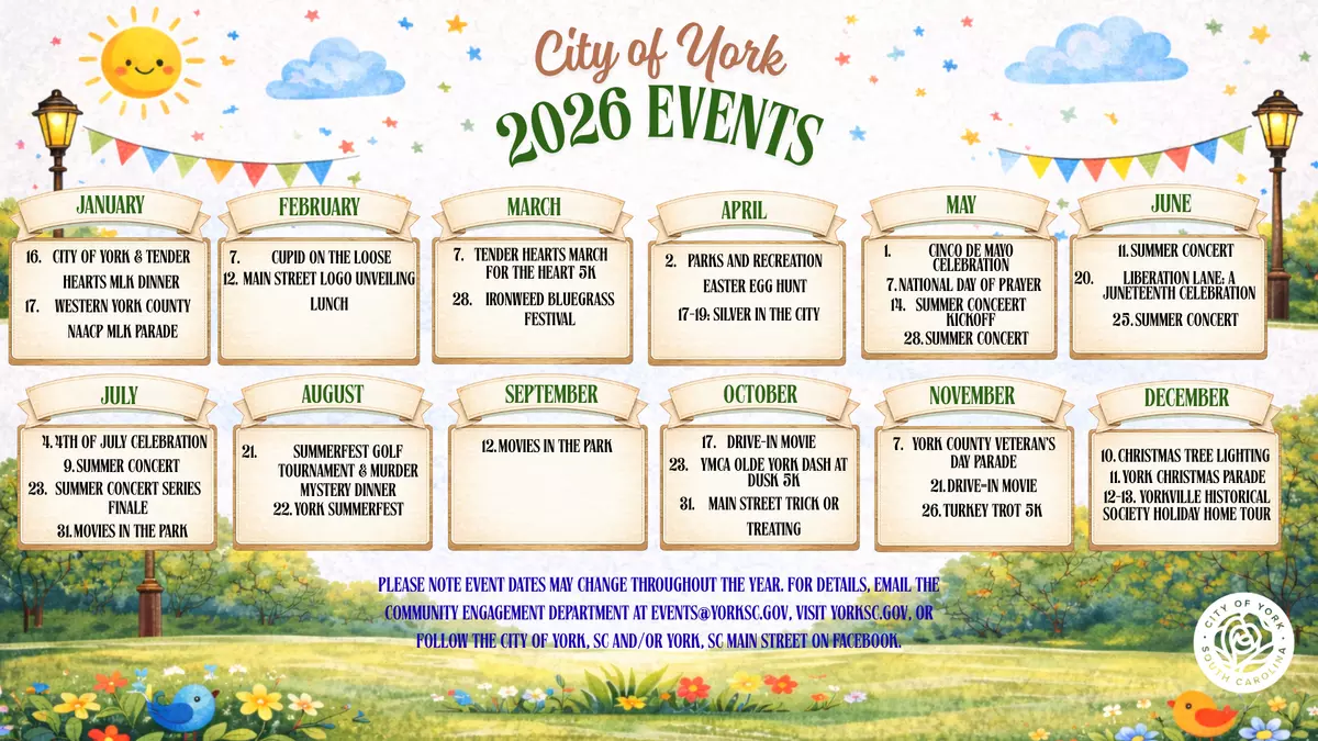 Community Events Calendar with 2026 Dates